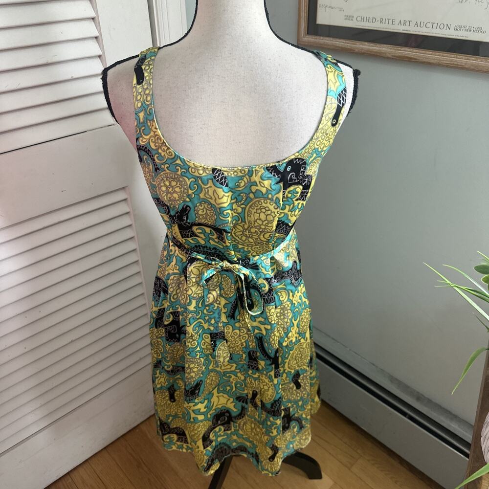 Alice + Trixie Dress Small Green Satin Paisley Babydoll Retro Y2K Soft Girl - Picture 6 of 10